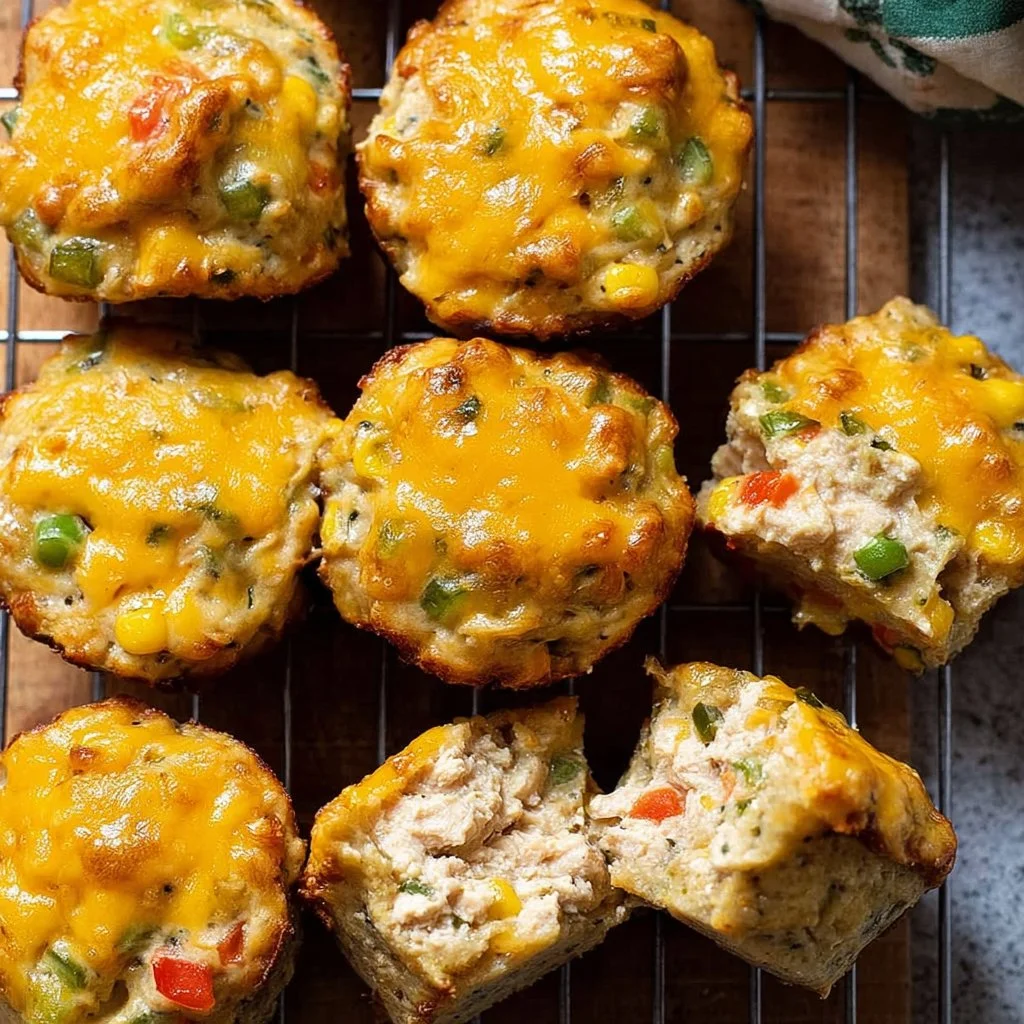 Low carb chicken muffins fresh out of the oven, healthy and easy recipe.