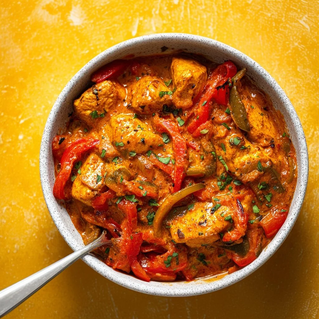 Delicious one pot paprika chicken served with vegetables