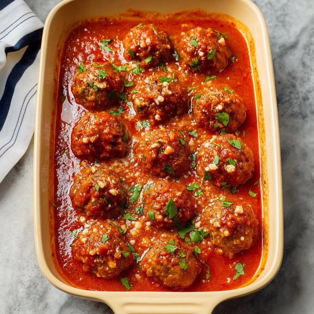 Delicious porcupine meatballs served with tomato sauce and herbs