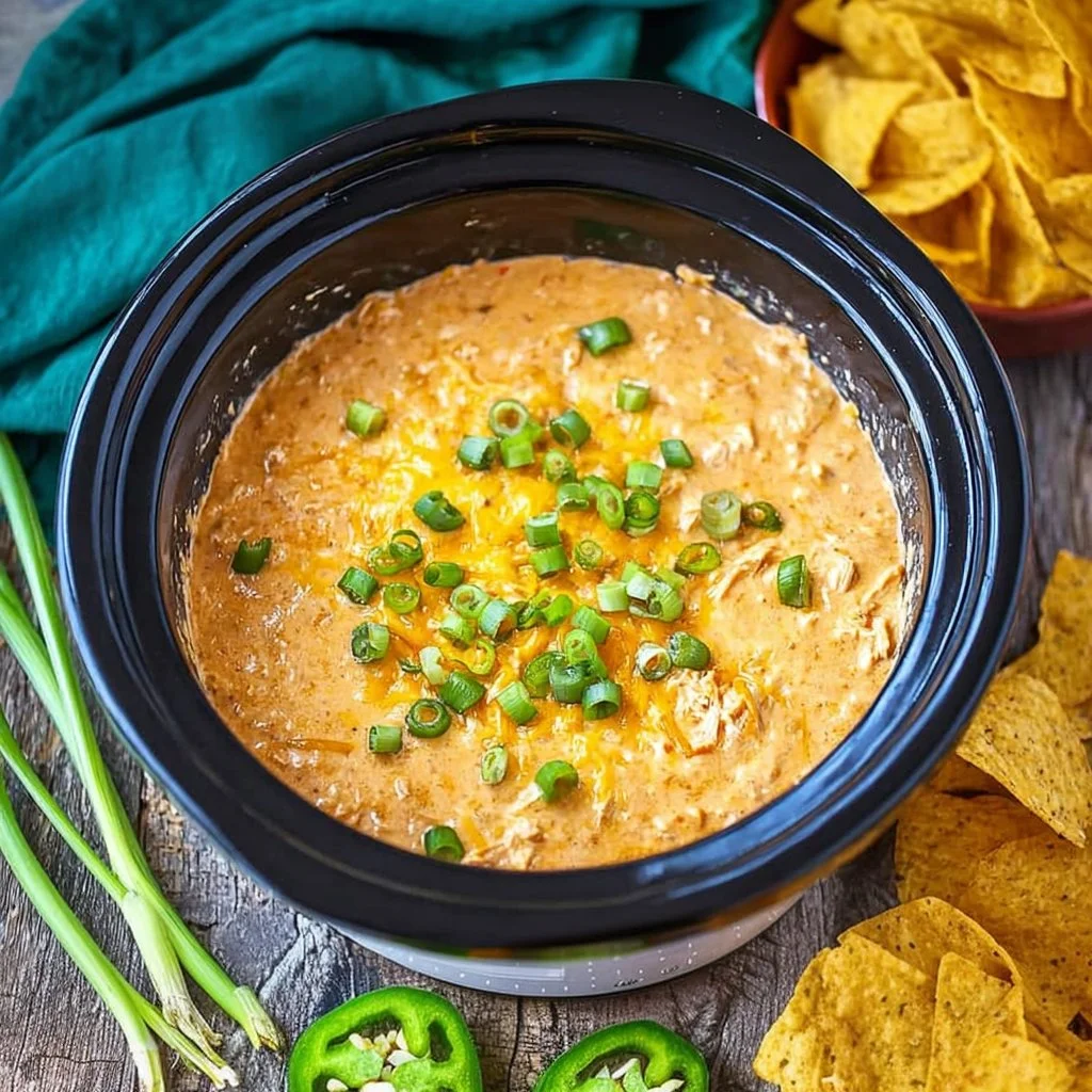 Delicious slow cooker chicken enchilada dip served in a bowl with tortilla chips