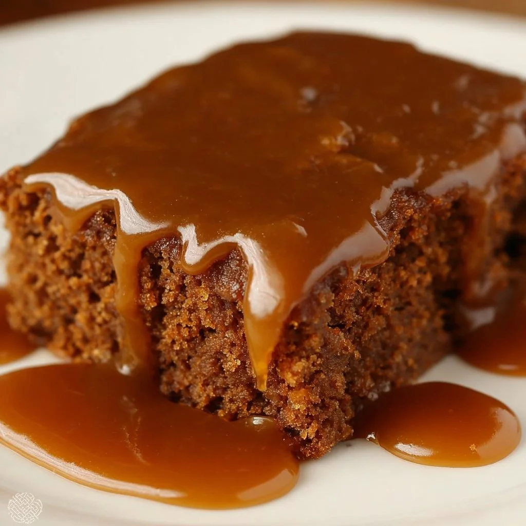 Delicious sticky toffee gingerbread served with cream