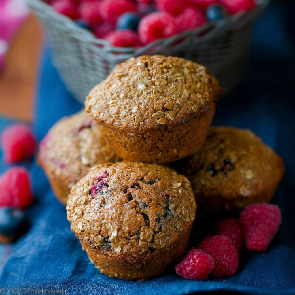 Delicious and healthy whole wheat bran muffins with a golden crust.
