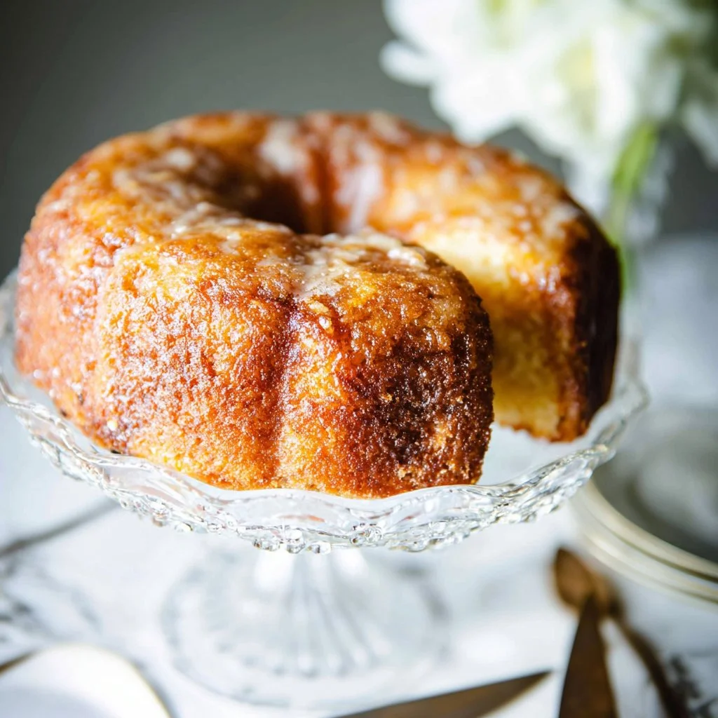 Slice of moist and flavorful Ultimate Orange Cake with orange zest and icing.