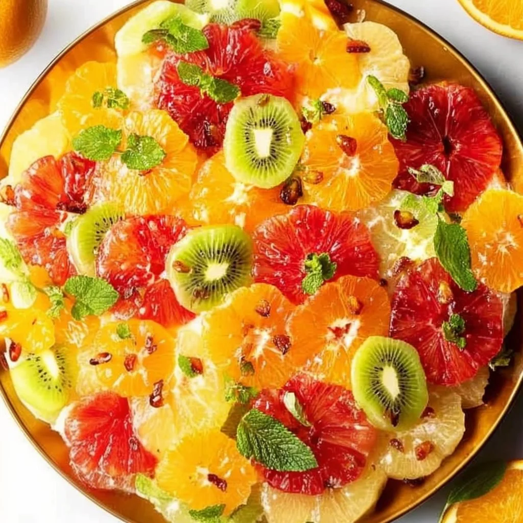Zesty and colorful citrus salad showcasing a variety of fresh fruits