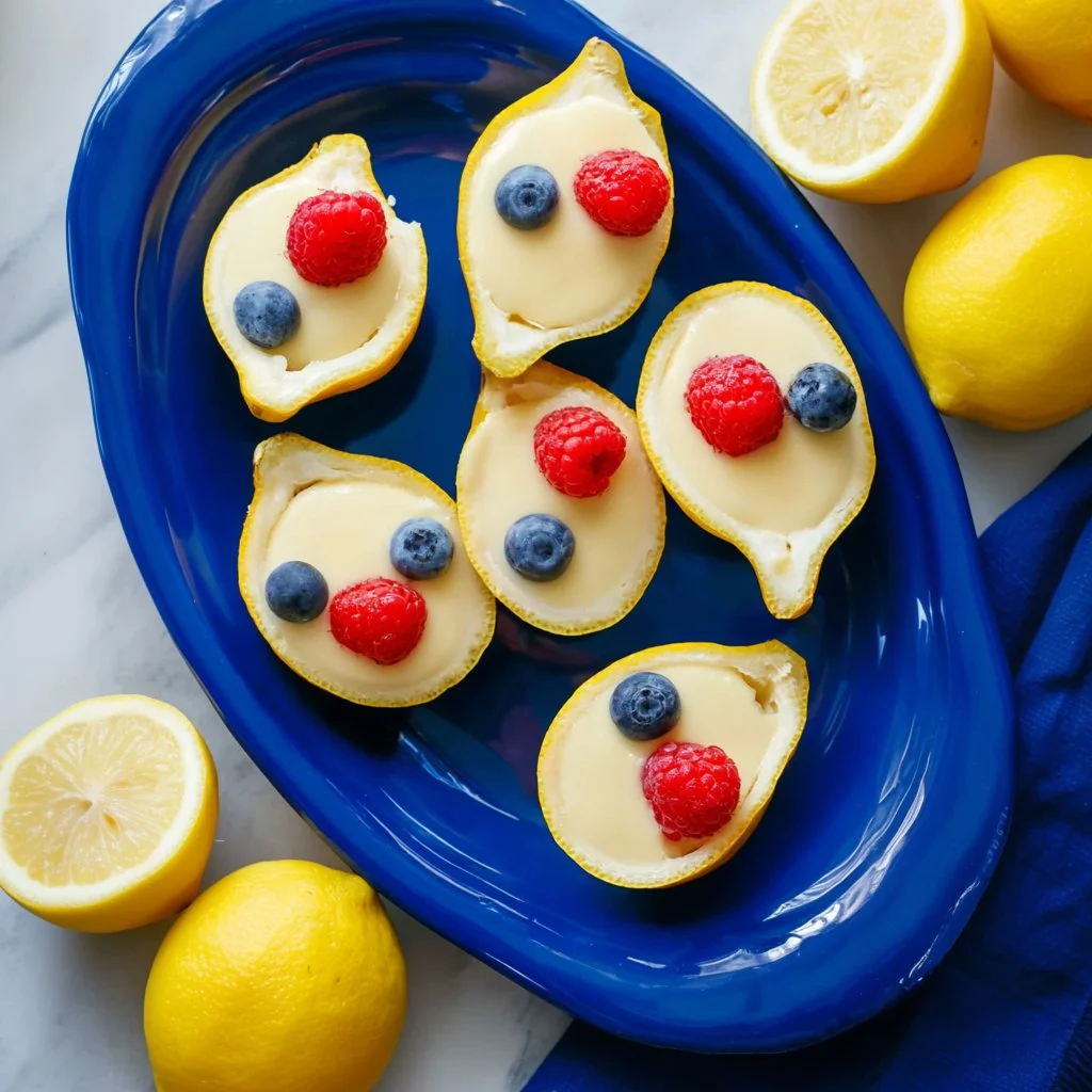 Delicious lemon posset served in a elegant glass dessert dish