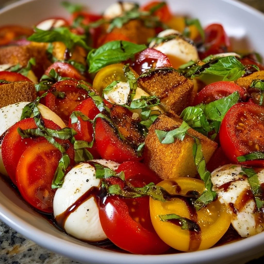 Fresh Caprese Salad Bowl with tomatoes, mozzarella, and basil