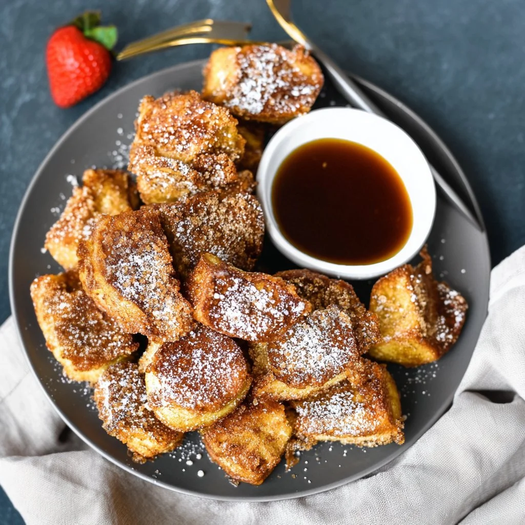 Delicious Air Fryer French Toast Bites served on a plate