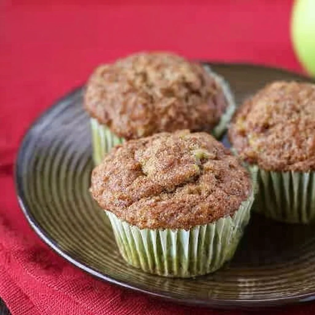 Freshly baked Apple Bran Muffins with a warm and comforting appearance