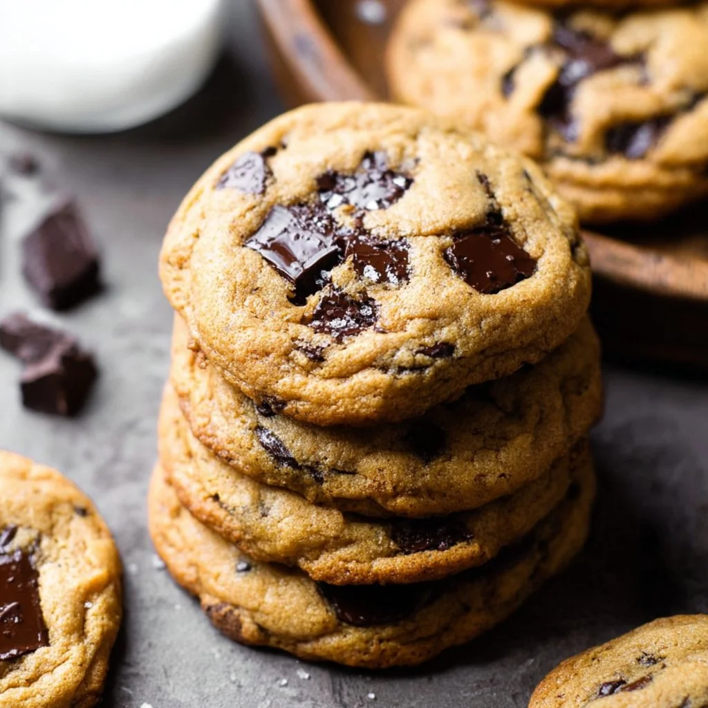 Brown butter pumpkin chocolate chip cookies with a golden-brown hue