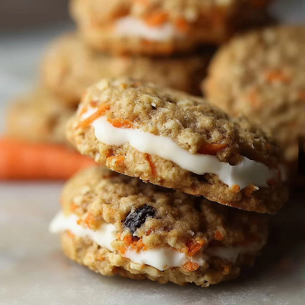 Delicious homemade carrot cake cookies displayed on a white plate with decorative garnish.