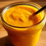 Carrot Ginger Dressing in a glass jar with fresh ingredients around it