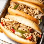 Delicious Chicken Philly Cheesesteak loaded with savory chicken and cheese