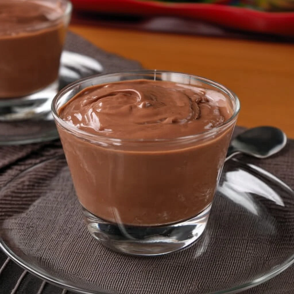 Delicious homemade chocolate pudding served in a dessert bowl.