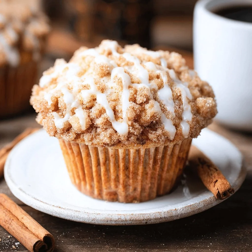 Delicious Cinnamon Coffee Cake Muffins on a cooling rack