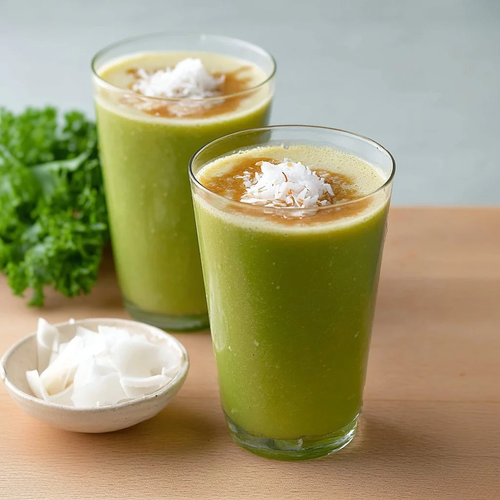 Delicious Coconut Water Smoothie blended with fruits and ice for a refreshing drink.