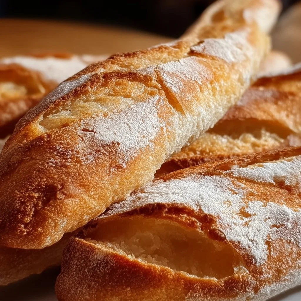 Crusty homemade mini baguettes fresh out of the oven.