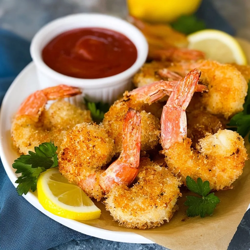 Crispy and flavorful air fryer shrimp served on a plate