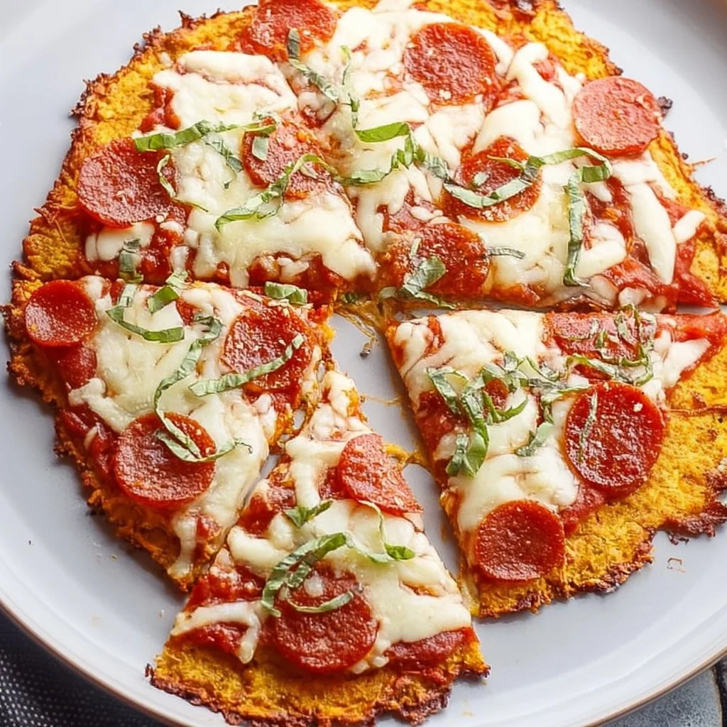 High protein cottage cheese pizza topped with fresh ingredients