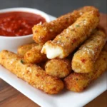 Delicious homemade mozzarella sticks served with rich marinara sauce