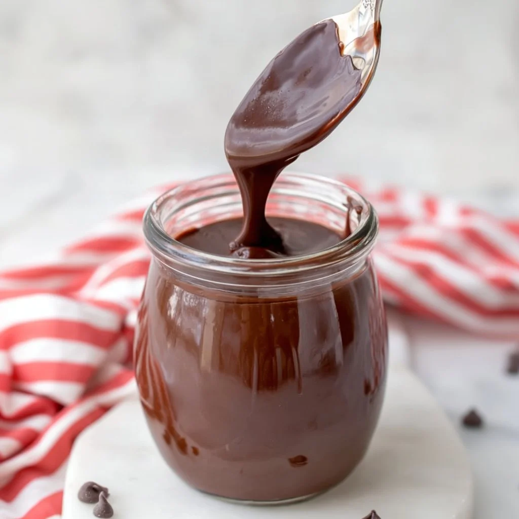 Delicious hot fudge drizzled over ice cream in a bowl