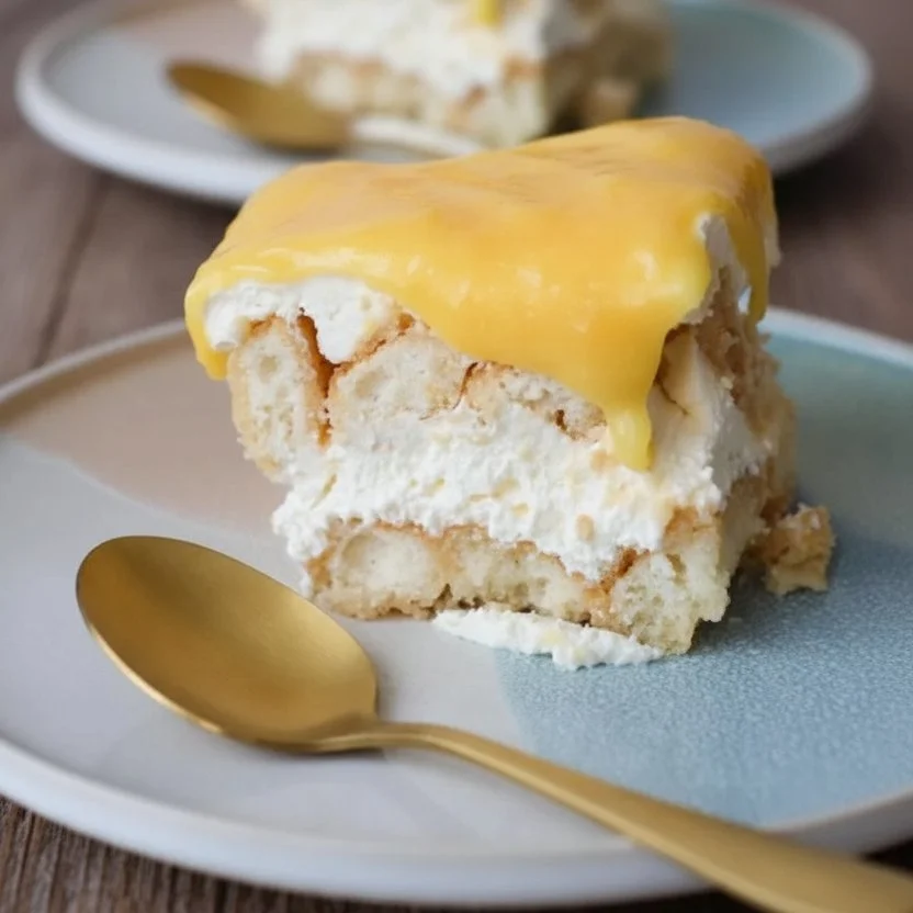 Delicious lemon tiramisu dessert served in a glass with lemon garnish