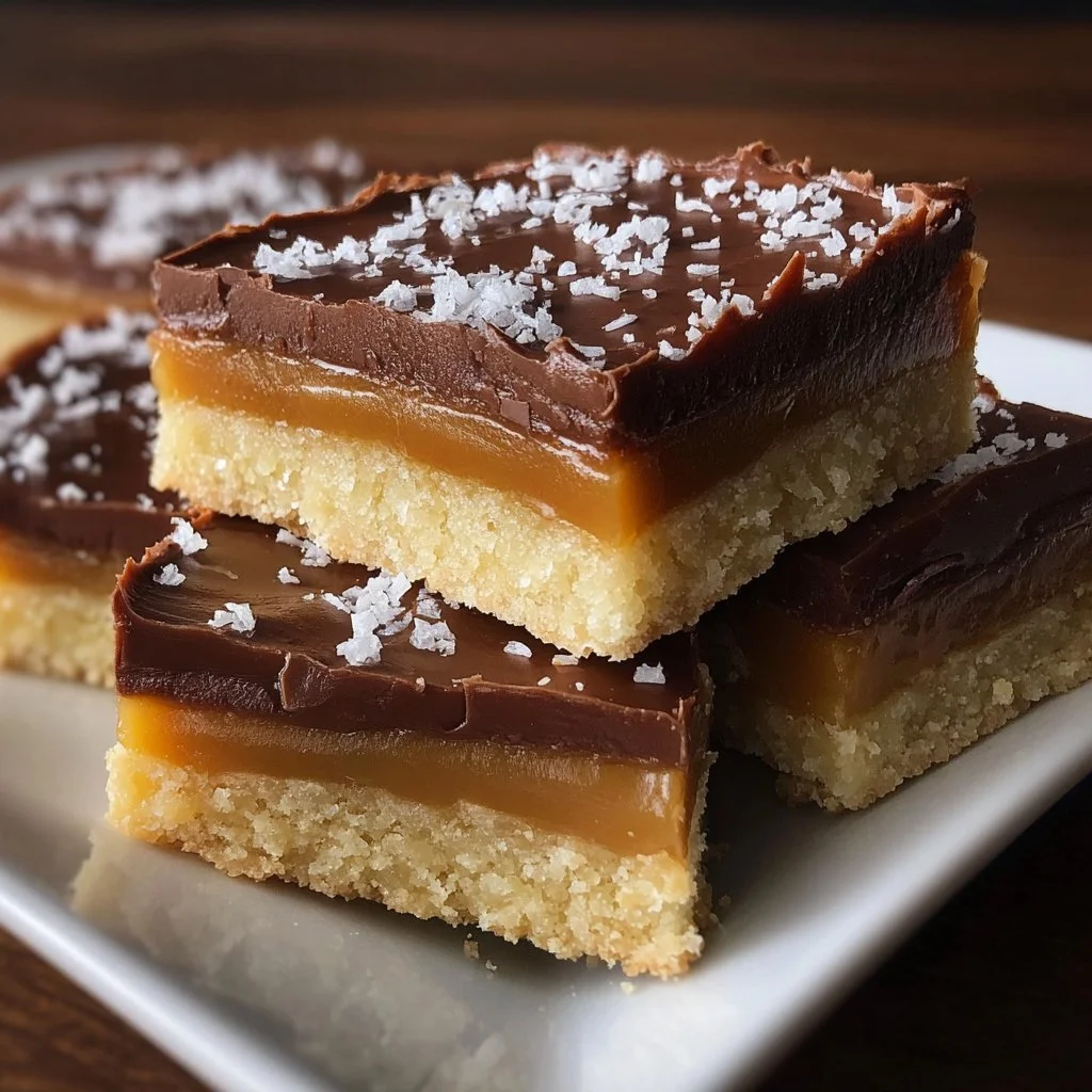 Delicious Millionaire Shortbread dessert with layers of caramel and chocolate