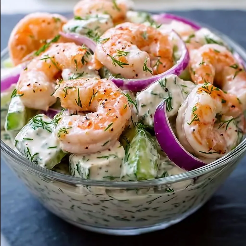 Delicious New York Deli Shrimp Salad with fresh ingredients