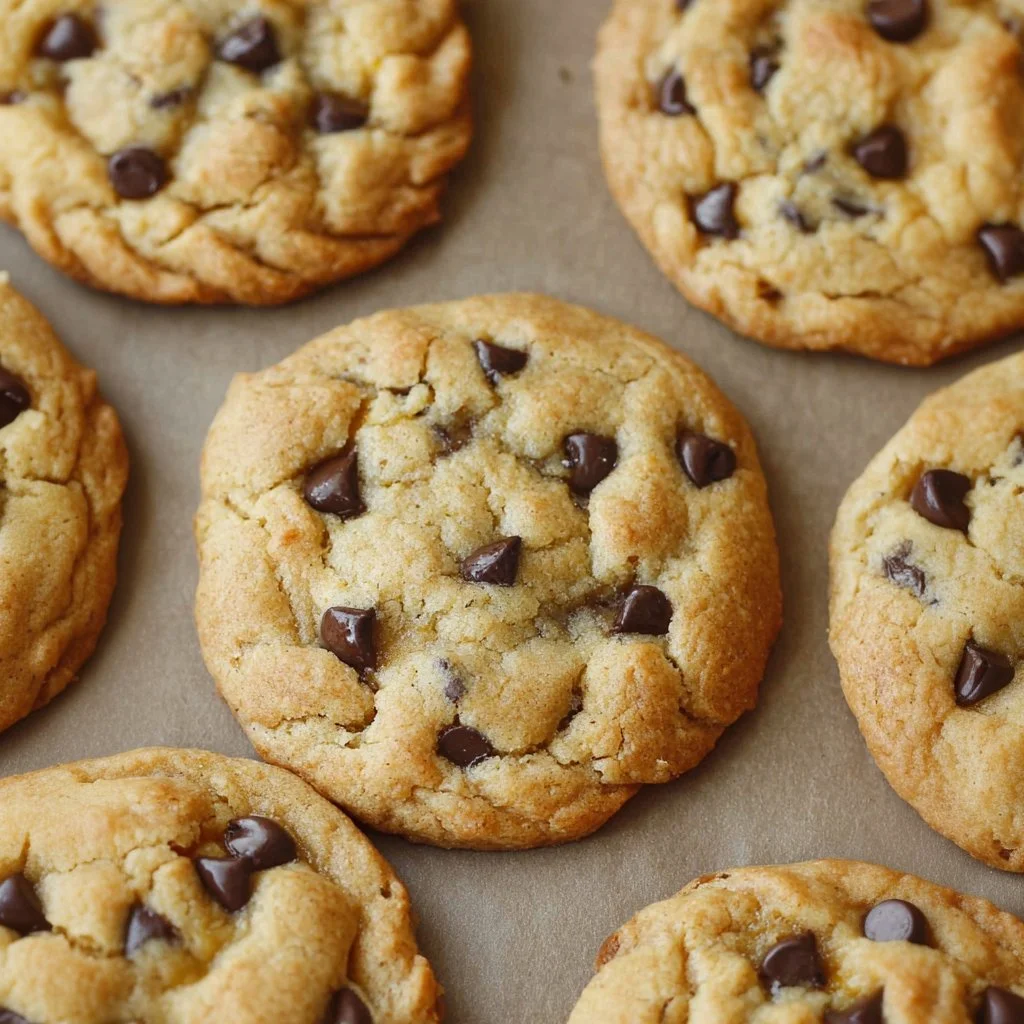 Delicious sourdough chocolate chip cookies on a baking sheet