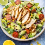Delicious Southwest Chicken Salad with grilled chicken, beans, and fresh veggies