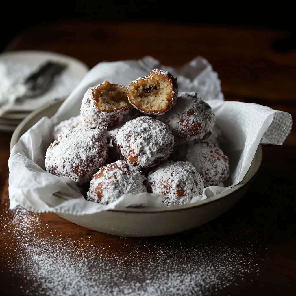 Delicious Sweet Rice Fritters, also known as Calas, served on a plate.