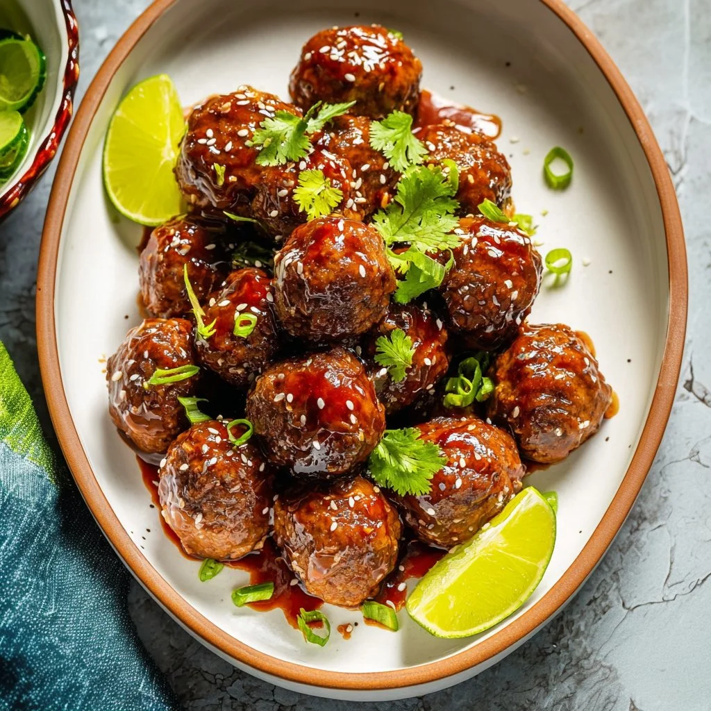 Delicious teriyaki meatballs glazed with a sweet and savory sauce.
