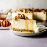 Delicious goat cheese cheesecake topped with fresh berries