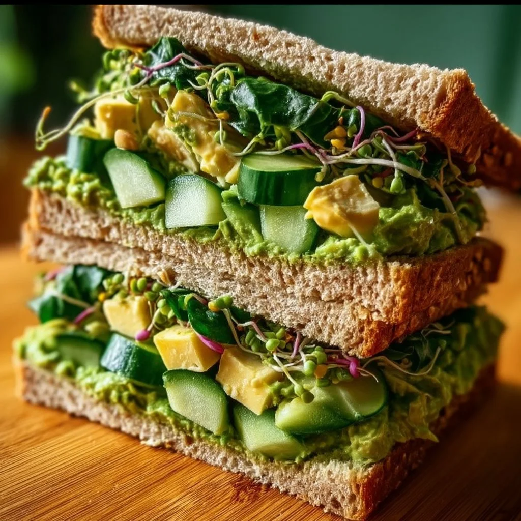 Green Goddess Sandwich with fresh vegetables and flavorful spread