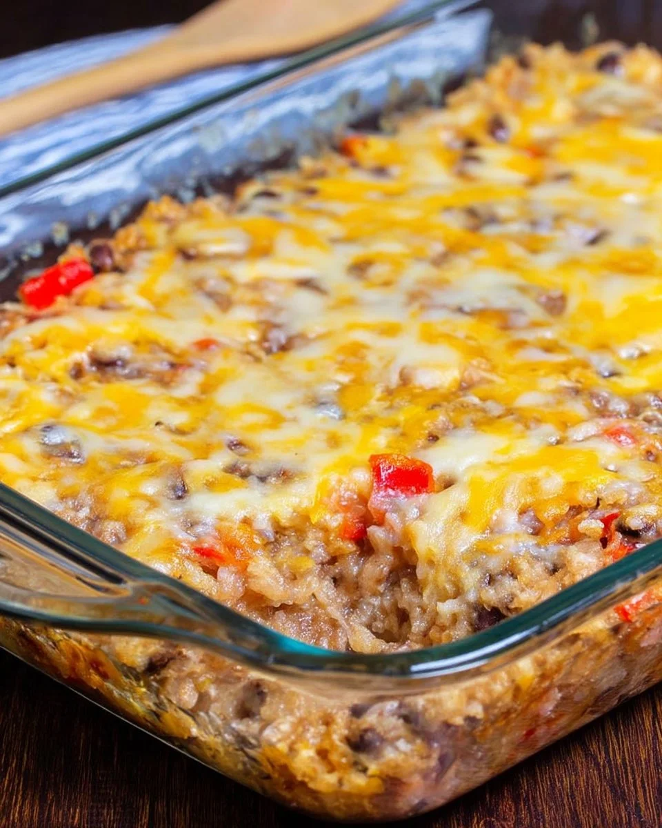 Baked Black Eyed Pea Casserole topped with cheese and herbs