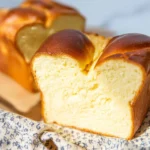 Freshly baked brioche bread loaf with a golden crust