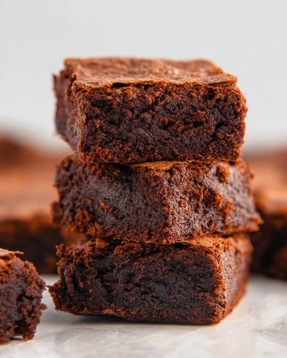 Delicious homemade brownies with a fudgy texture and chocolate drizzle