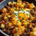 Delicious cauliflower and ground beef hash served in a skillet