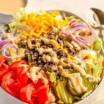 Delicious Cheeseburger Salad with fresh ingredients and toppings