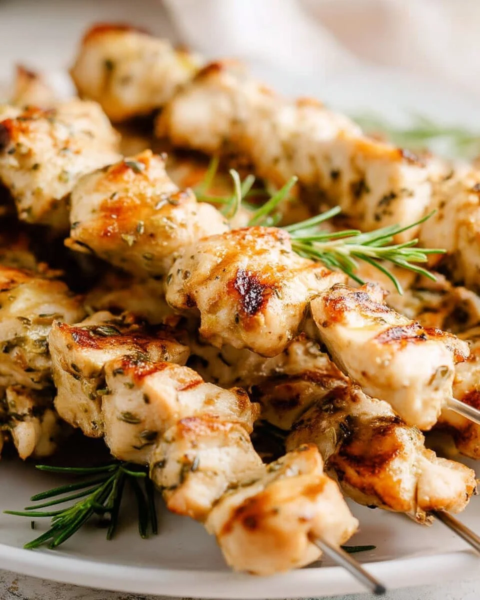 Oven-baked Chicken Kabobs with colorful vegetables on skewers
