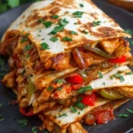 Delicious Chicken Quesadillas with melted cheese and grilled chicken slices