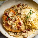 Delicious Chicken Riesling with fresh herbs and creamy sauce