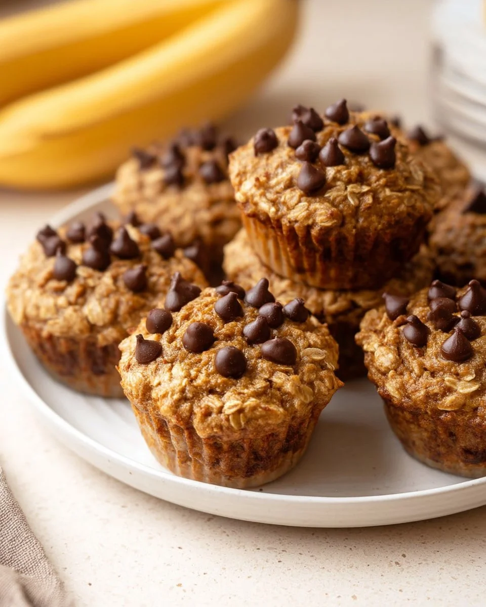 Chocolate Chip Banana Baked Oatmeal Muffins
