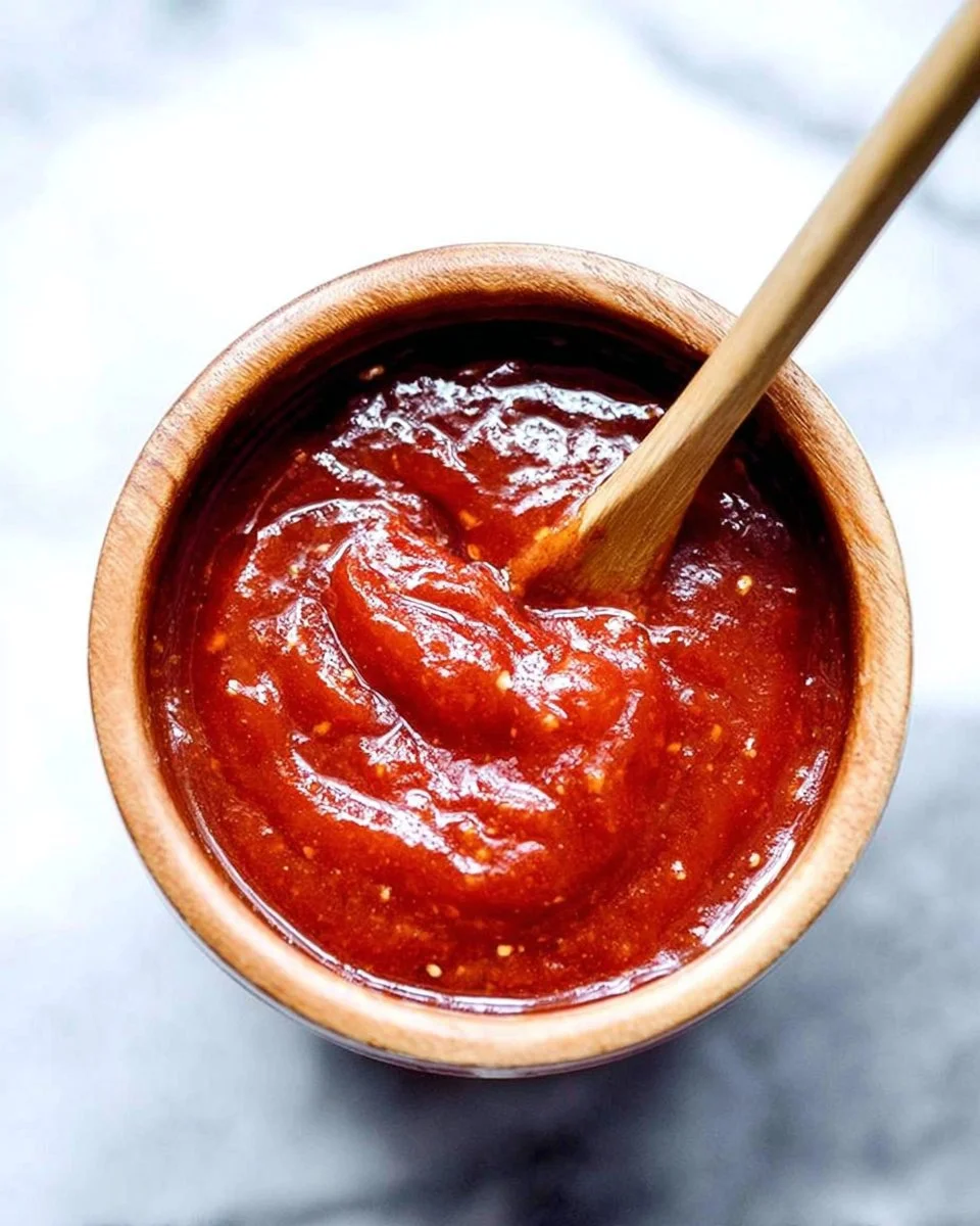 Homemade cocktail sauce served with shrimp on a platter