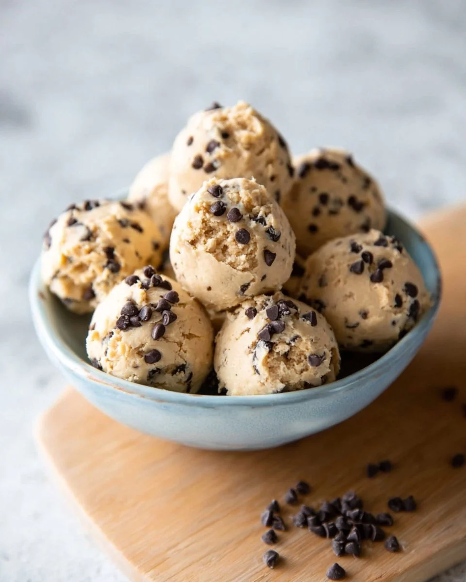 Delicious cookie dough cottage cheese bites on a plate