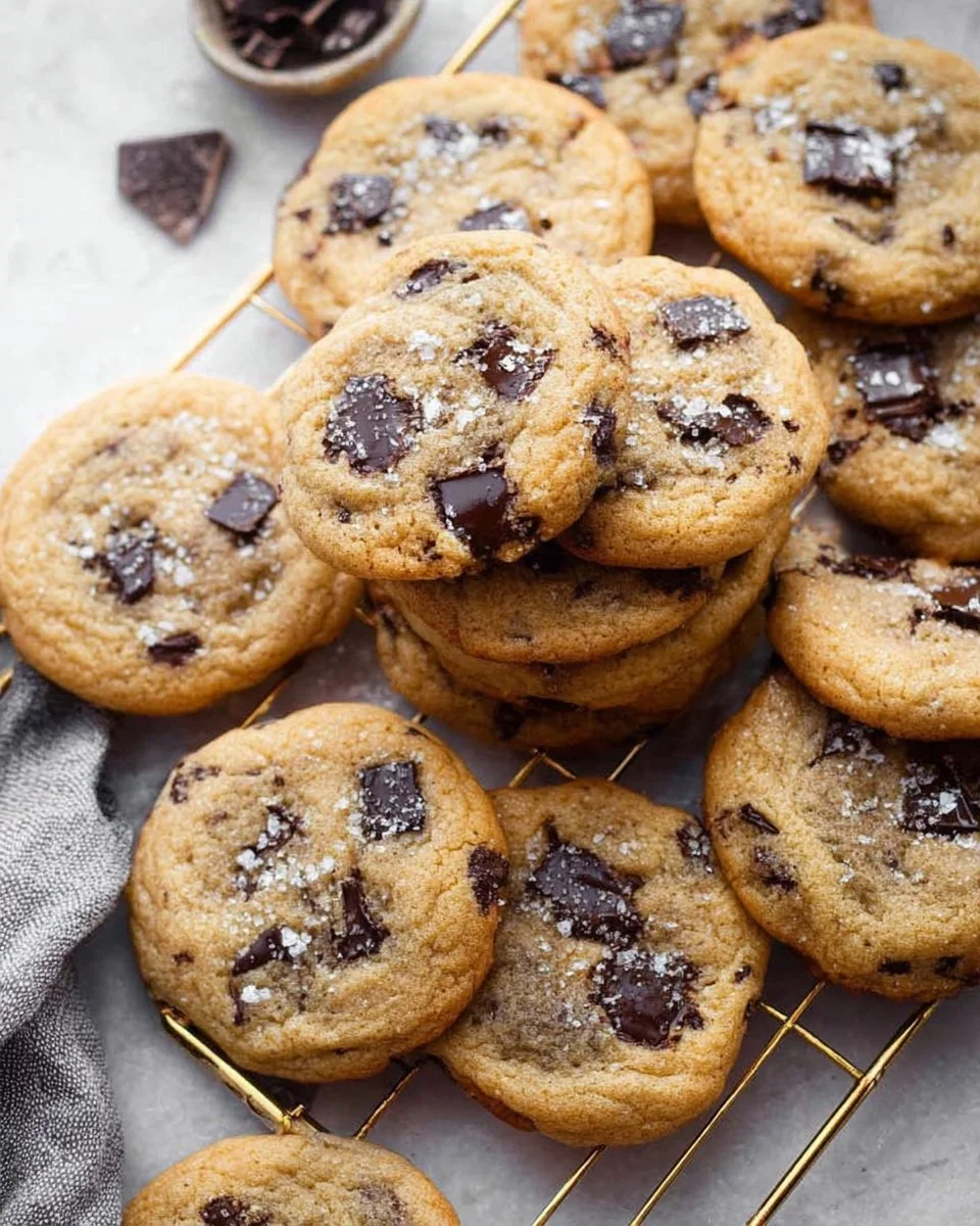 Delicious cottage cheese chocolate chunk cookies on a wooden table.