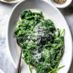 Delicious bowl of homemade creamed spinach served as a side dish