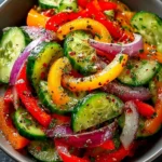 Fresh Cucumber Sweet Pepper Salad with vibrant vegetables and dressing