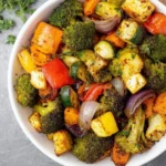 Colorful assortment of easy 20-minute roasted veggies on a plate