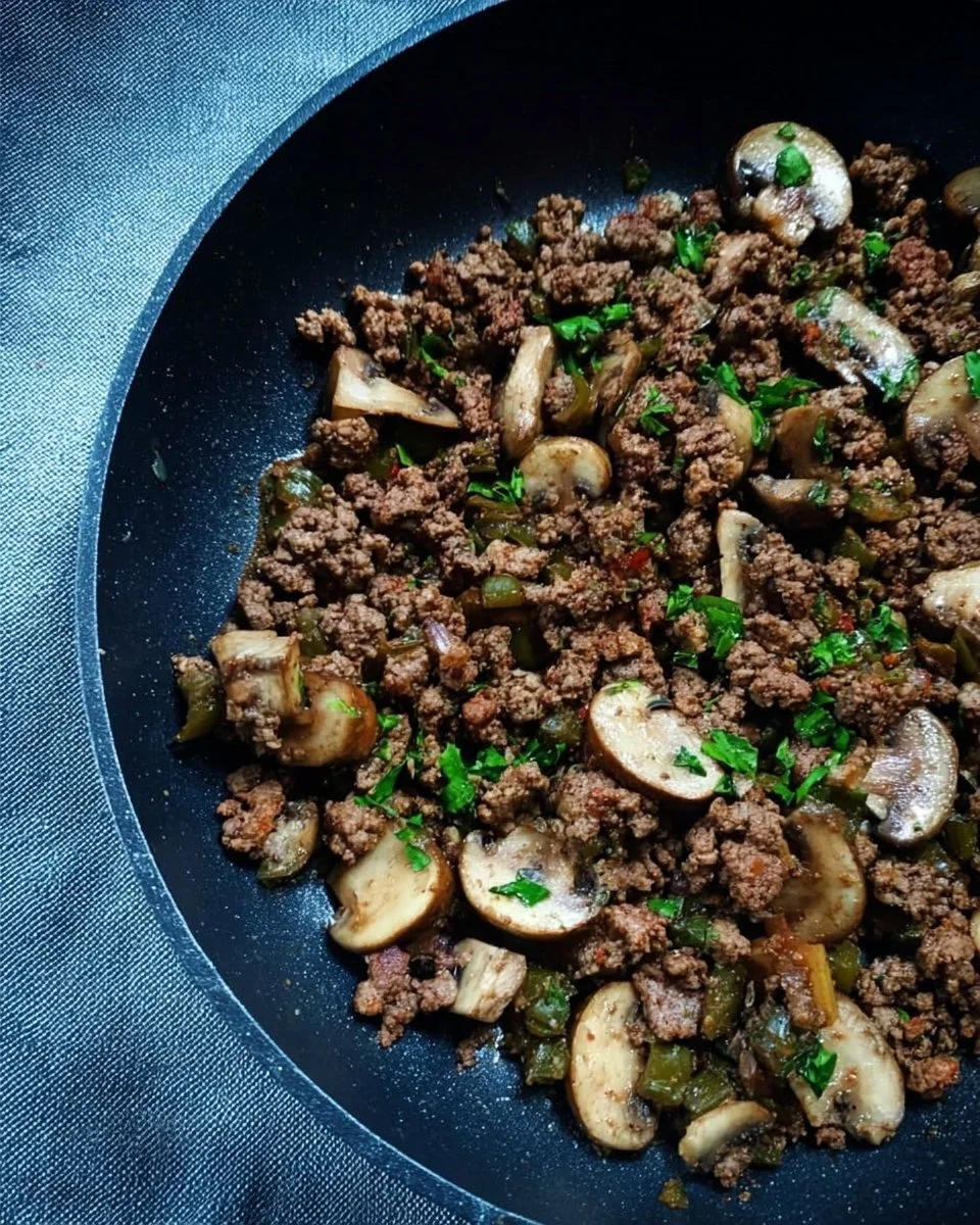 Easy Mushroom and Ground Beef Skillet