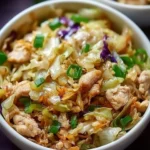 Delicious egg roll bowl featuring chicken and fresh cabbage